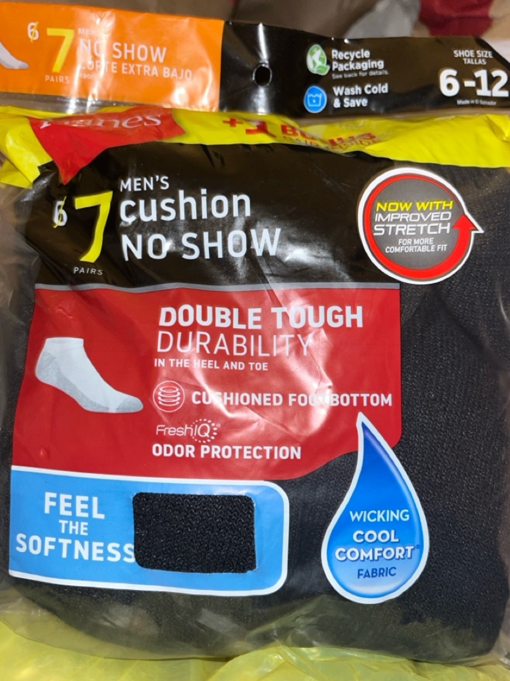 Hanes Men's Cushion No-Show Socks - Black